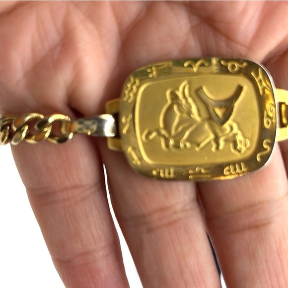 Taurus Bracelet Curb Chain MCM  Unisex Bracelet Gold tone vintage - Picture 6 of 13